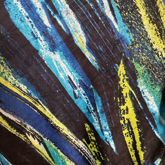 Laura Ashley Diagonal Striped Abstract Blue Green Top Boatneck Small - Picture 5 of 5